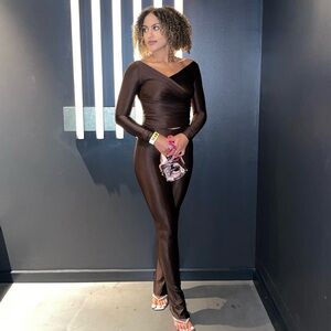Elegant Brown Straight Leg Jumpsuit